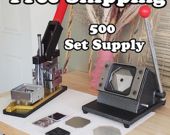 Square Magnet & Badge Maker Kit 50x50mm – Complete Set with Machine Press, Square Press, 500 Magnet Sets, Templates, and User Instructions