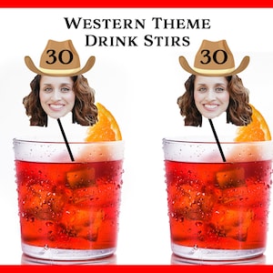 Personalized Face Photo Cocktail Drink Stirrer: Custom Swizzle Sticks for 21st, 25th, 30th, 35th, 40th, 50th, 60th Birthday Party Decoration