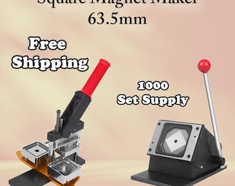 2.5 x 2.5&quot; Rectangle Magnet & Badge Maker Kit – Professional Magnet Making Equipment with Press Machine, 1000 Magnet Sets, and Templates