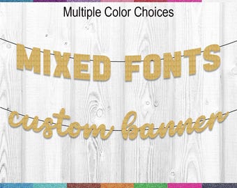 Personalized Party Banner – Custom Birthday, Baby Shower, or Bridal Shower Sign with Two-Line Script and Block Design