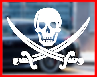 Pirate Skull And Crossbones Color Window Decal Sticker | Custom Made In The USA | Fast Shipping - Foto 3