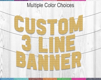 Custom Glitter Banner – Personalized 3-Line Name Sign for Birthdays, Bridal Showers, and Party Decorations