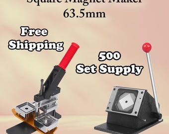 2.5 x 2.5" Rectangle Magnet & Badge Maker Kit – Professional Magnet Making Equipment with Press Machine, 500 Magnet Sets, and Templates