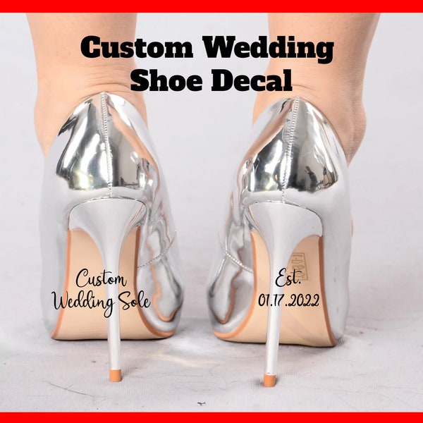 Custom Wedding Shoe Decal - Surname & Date Bridal Shoe Sticker - Personalized Wedding Name and Date Bridal Shoe Decal - DECAL ONLY