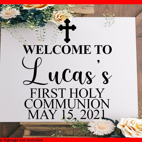 First Communion Decal for Sign Making Vinyl Decal for First Holy Communion Religious Sign Vinyl Personalized Decal with Cross