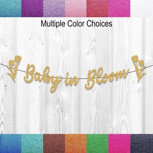 Banner glitterato Baby in Bloom – Decorazioni floreali per baby shower e articoli per feste personalizzati per le celebrazioni dei bambini