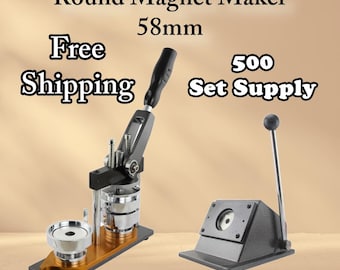 58mm" Round Magnet & Badge Maker Kit – Professional Magnet Making Equipment with Press Machine, 500 Magnet Sets, and Templates