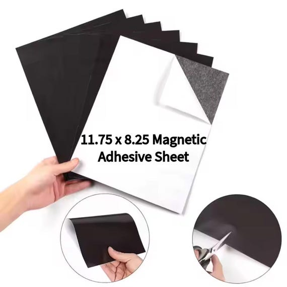 Adhesive Magnetic Sheets 8.25x11.75 – Flexible DIY Magnet Sheets for Fridge Magnets, Crafts, Photos, Labels, and Sign Making Fits A4 Paper