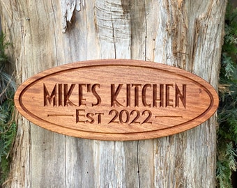 Custom Wooden Kitchen Signs SOLID HARDWOOD Wooden Chef Name Signs Custom Kitchen Signs Carved Wooden Signs Custom Wooden Signs Carved Wooden