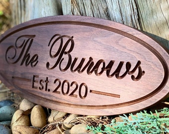 Custom Wood Sign Outdoor Oval Custom Sign Family Name Custom Carved Wood Sign Custom Wood Sign Outdoor Custom Signs SOLID Mahogany or Walnut