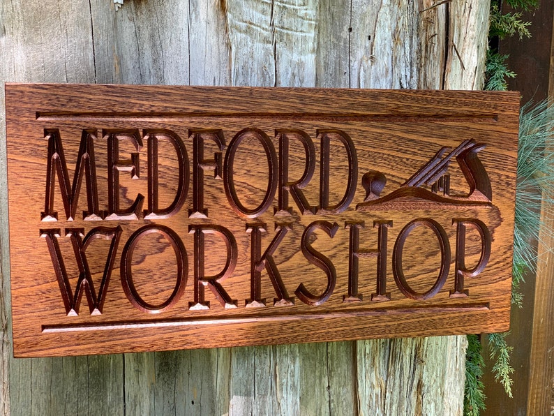 Woodworking Gifts Dad SOLID WALNUT Custom Woodworking Shop Sign Wood Worker Sign Workshop Woodshop Sign Woodwork Sign Woodworker Woodworking image 2