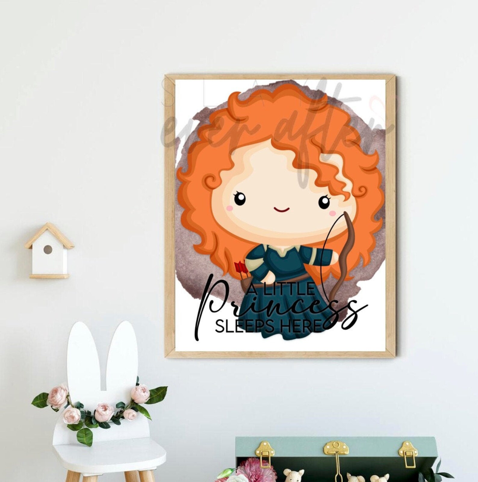 Merida Wall Art Disney Wall Art Kids Room Wall Art Girl Etsy