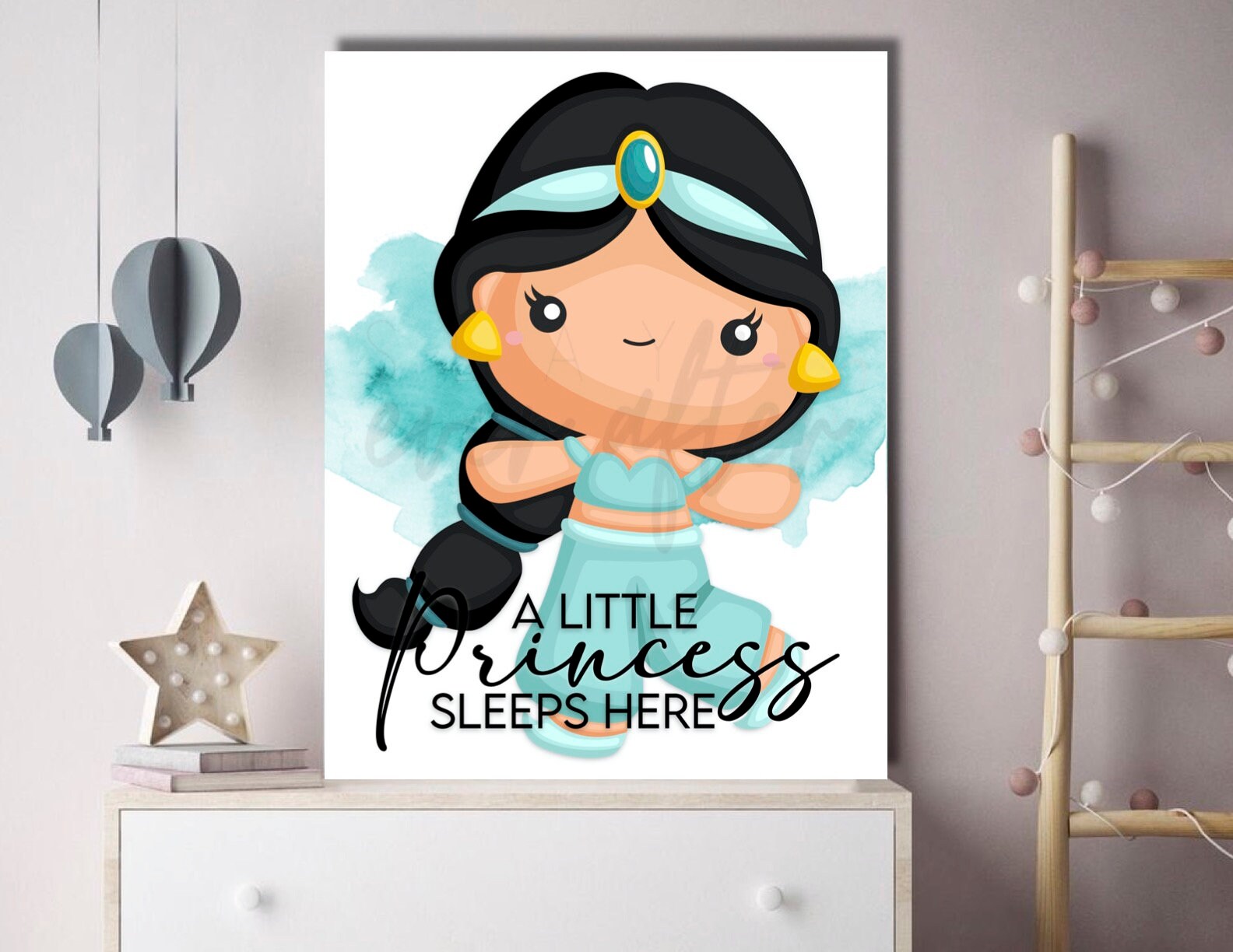 Princess Jasmine Wall Art Jasmine Wall Art Kids Room Wall Etsy