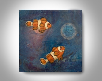 Clown Fish Painting 24 x 24 Painting, Fish Painting, Wall Art, Home Decor, Canvas Art, Art by Brian Hill