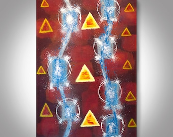 Acrylic Abstract Painting - 36 x 24 Red Painting , Canvas Painting, Wall Painting, Home Decor, Art by Brian Hill, Warp Drive