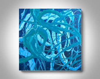 Acrylic Abstract Painting 24 x 24 Blue Painting, Wall Art, Home Decor, Canvas Art, Brian Hill