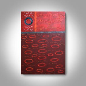 Acrylic Abstract Painting - 36 x 24 Red Painting, modern art, Home Decor, Wall painting, Canvas Art, Brian Hill, Enso image 1
