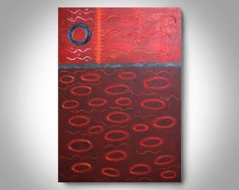 Acrylic Abstract Painting - 36 x 24 Red Painting, modern art, Home Decor, Wall painting, Canvas Art, Brian Hill, Enso