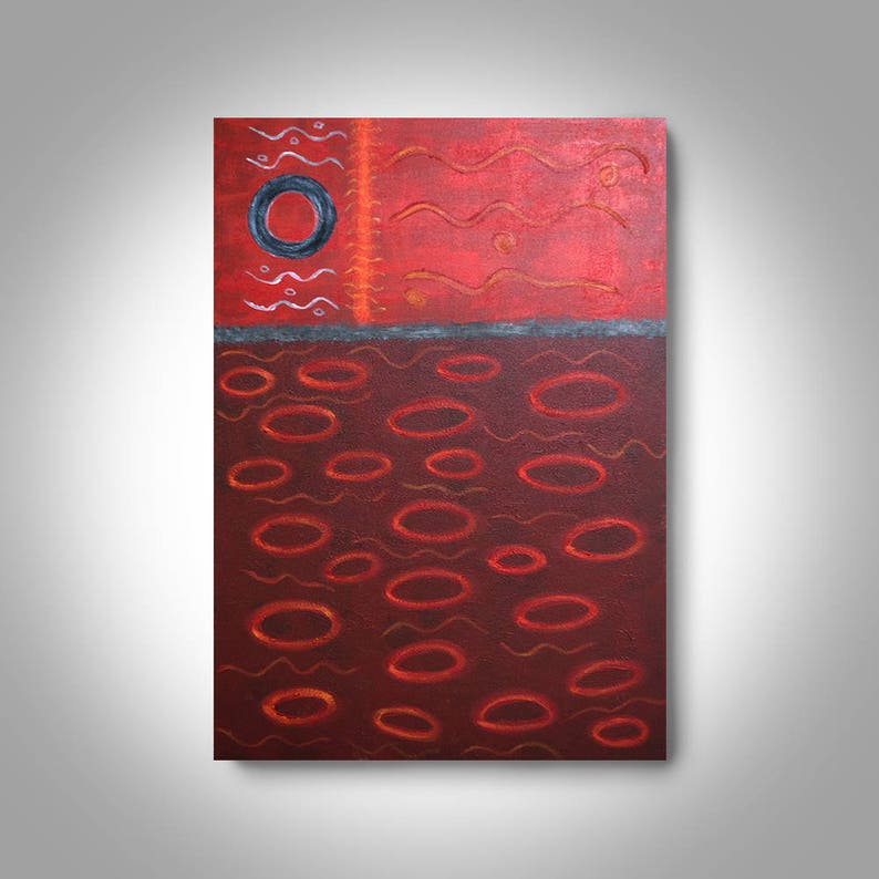 Acrylic Abstract Painting - 36 x 24 Red Painting, modern art, Home Decor, Wall painting, Canvas Art, Brian Hill, Enso image 1