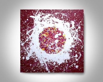 Acrylic Abstract Painting 24 x 24 Enso Painting, Red Painting, Wall Art, Home Decor, Canvas Art, Zen Painting , Art by Brian Hill, Enzo