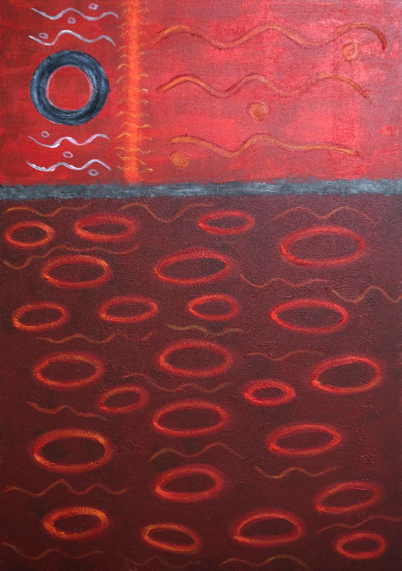 Acrylic Abstract Painting - 36 x 24 Red Painting, modern art, Home Decor, Wall painting, Canvas Art, Brian Hill, Enso image 5