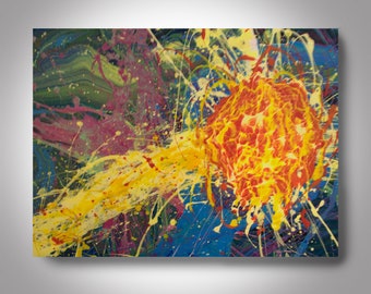 Abstract Painting - 24'' x 18''  Canvas Painting, Wall Painting, Home Decor, "Spring Erupts" Art by Brian Hill