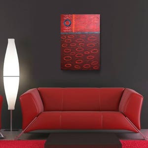 Acrylic Abstract Painting - 36 x 24 Red Painting, modern art, Home Decor, Wall painting, Canvas Art, Brian Hill, Enso image 4