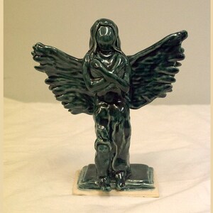 Handmade Ceramic Angel Sculpture Ceramic Angel Figurine Jade Angel, # 1 - Ceramic Angel Statue 7.5  inches tall Emerald Angel, # 1