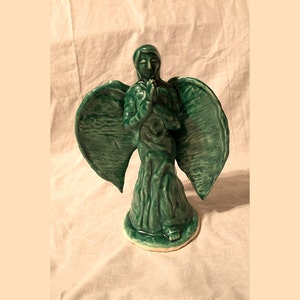 Handmade Ceramic Angel Sculpture Ceramic Angel Figurine   - Ceramic Angel Statue- 10.5 inches tall Home Decor   Jade Angel, #3
