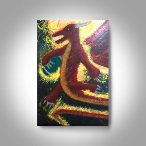 Acrylic Abstract Painting - 36 x 24 Painting , Canvas Painting, Wall Painting, Modern Art, Home Decor, Art by Brian Hill, Red Dragon