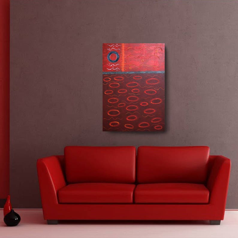Acrylic Abstract Painting - 36 x 24 Red Painting, modern art, Home Decor, Wall painting, Canvas Art, Brian Hill, Enso image 3