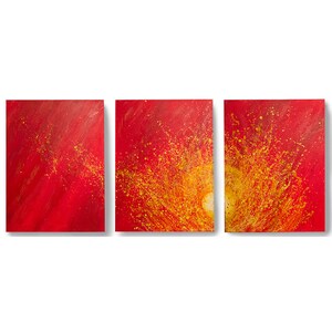 Triptych  Acrylic Abstract Red Painting - 54 x24  - Canvas Art, Home Decor, Wall Art, Crimson Hill Gallery,  Art by Brian Hill, 3 panel