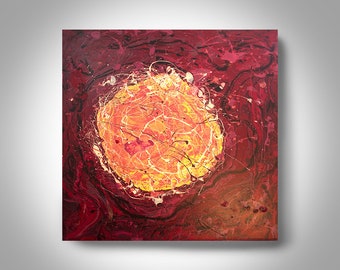 Acrylic Abstract Painting 24 x 24 Enso Painting, Red Painting, Wall Art, Home Decor, Canvas Art, Zen Painting , Art by Brian Hill, Enzo