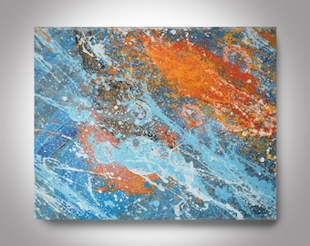 Abstract Painting - 20'' x 16''  Canvas Painting,  "Rain and Fire" Art by Brian Hill
