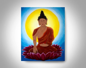 Acrylic Buddha Painting - 20 x16 Canvas Painting, Wall Art, Home Decor, Buddhist Meditation Painting, Crimson Hill Gallery, Brian Hill