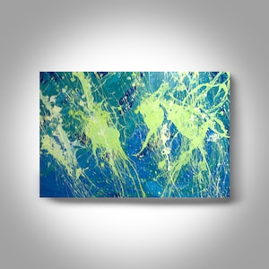 Acrylic Abstract Painting - 36 x 24 Blue  Painting , Canvas Painting, Wall Painting, Home Decor, Art by Brian Hill, First Green
