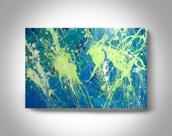 Acrylic Abstract Painting - 36 x 24 Blue  Painting , Canvas Painting, Wall Painting, Home Decor, Art by Brian Hill, First Green