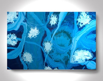 Acrylic Abstract Painting - 36 x 24 Blue  Painting , Canvas Painting, Wall Painting, Home Decor, Art by Brian Hill