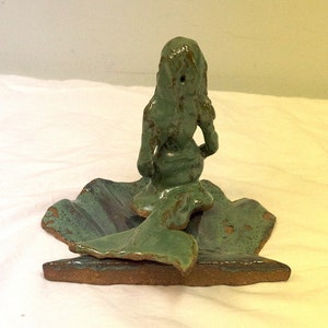 Handmade Ceramic Mermaid Sculpture, Ceramic Mermaid Figurine, Ceramic Mermaid Statue, Home Decor, Mermaid on Shell 6 inches high image 4
