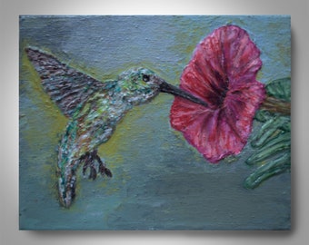 Hummingbird Painting - 10'' x 8'' , Canvas Painting, Wall Painting,Art by Brian Hill