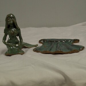 Handmade Ceramic Mermaid Sculpture, Ceramic Mermaid Figurine, Ceramic Mermaid Statue, Home Decor, Mermaid on Shell 6 inches high image 5