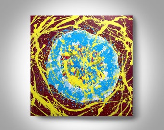 Acrylic Abstract Painting 24 x 24 Enso Painting, Blue Painting, Wall Art, Home Decor, Canvas Art, Zen Painting , Art by Brian Hill, Enzo