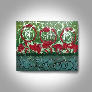 Acrylic Abstract Painting 30 x 24, Red , Green Painting,  Wall painting, Canvas Art, Modern Art, Brian Hill, Home Decor