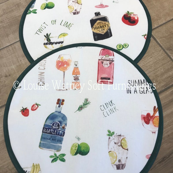 Handmade Pair of Gin and Tonic Aga Hob Covers - Happy Hour - Summer Party