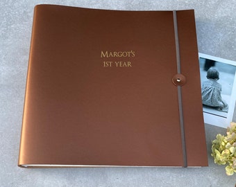 Recycled Leather Photo Album Personalised Memory Book, In 28 Colours