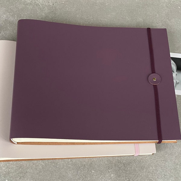 Photo Album Recycled Leather, in 26 Colours, traditional fastening options
