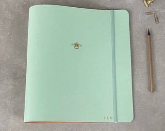 Leather A4/US Letter Paper Document Ring Binder with Bee