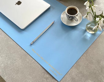 Wide Bespoke Desk Mat Recycled Leather Personalised