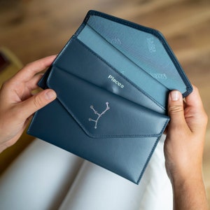 Real Leather purse envelope -  Zodiac feature Star Sign Constellation