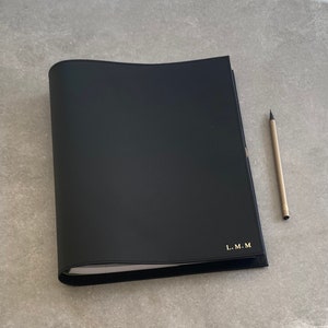 Recycled Leather Luxe Cover For Spiral Bound A4 Opens Flat with Pen Loop